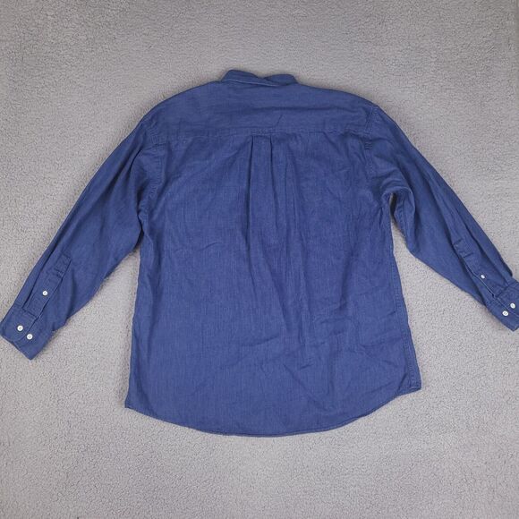 TGI Friday's Shirt‎ Mens XL 16 - 32/33 Blue Chambray Button Down Long Sleeve - Picture 7 of 14